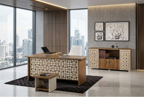 Computermöbel Arbeitstisch Büromöbel Eckbürotisch 3tlg Holz Set Braun