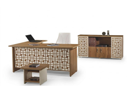 Computermöbel Arbeitstisch Büromöbel Eckbürotisch 3tlg Holz Set Braun