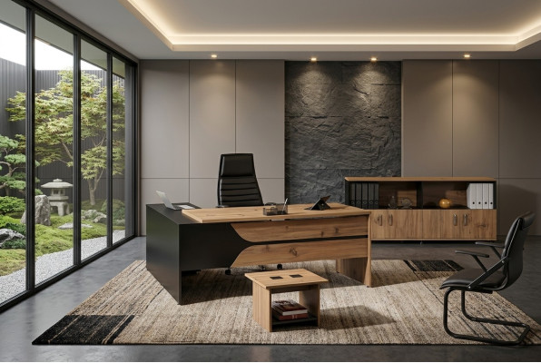 Büromöbel Braun Set 3tlg Eckbürotisch Komplettbüro Schrank Holz Gruppe