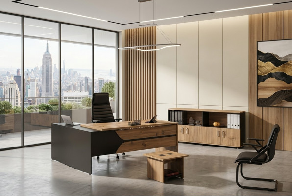 Büro Computermöbel Arbeitstisch Büromöbel Tisch 3tlg Holz Set Braun