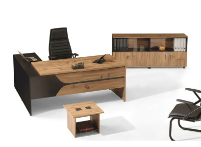 Büro Computermöbel Arbeitstisch Büromöbel Tisch 3tlg Holz Set Braun