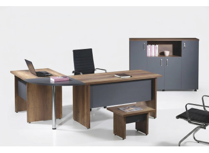 Computermöbel Arbeitstisch Büromöbel Eckbürotisch 3tlg Holz Set Grau