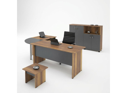 Eckbürotisch Computermöbel Arbeitstisch Büromöbel 3tlg Holz Set Braun