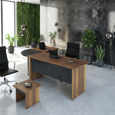 Luxus Garnitur Büro Tisch Computermöbel Arbeitstisch 3tlg Holz Grau
