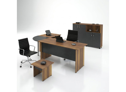 Computermöbel Arbeitstisch Büromöbel Eckbürotisch 3tlg Holz Set Grau