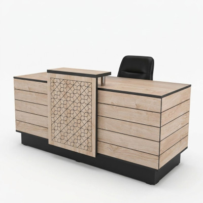 Empfangstheke Rezeption Empfangsschalter Büro Hotel Holz Braun Tisch