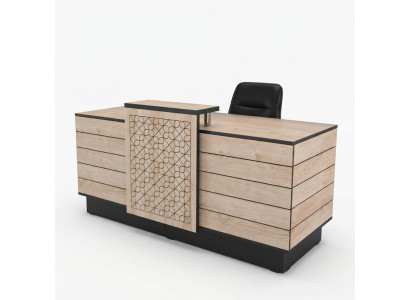 Empfangstheke Rezeption Empfangsschalter Büro Hotel Holz Braun Tisch