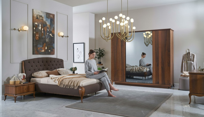 Komplette Schlafzimmer Bett Doppelbett Set 4tlg Schlafzimmer Braun Neu