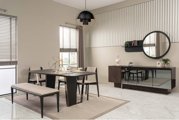 Esszimmer Essgruppe Esszimmermöbel Essecke Set 8tlg Holz Braun Tisch