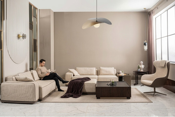 Couchgarnitur Dreisitzer Sofa Stoffsofa Beige Polstersofas Sessel Set