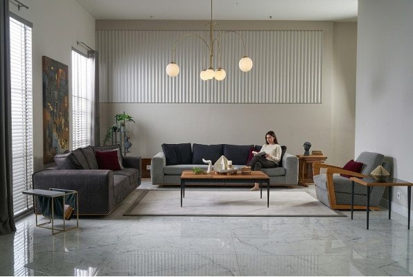 Moderne Sofagarnitur Sofagarnitur Einsitzer Grau Stoffsofa Polstersofa