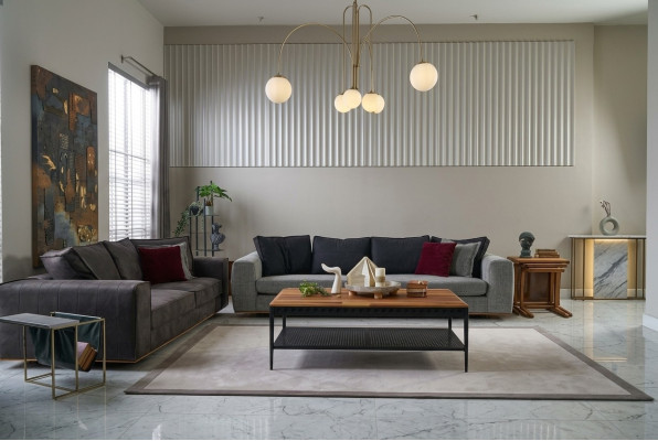 Moderne Sofagarnitur Sofagarnitur Einsitzer Grau Stoffsofa Polstersofa