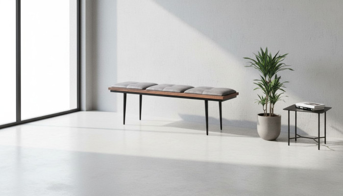 Bank Sitzbank Polster Polsterbank Esszimmer Sitzer Stoff Braun Design