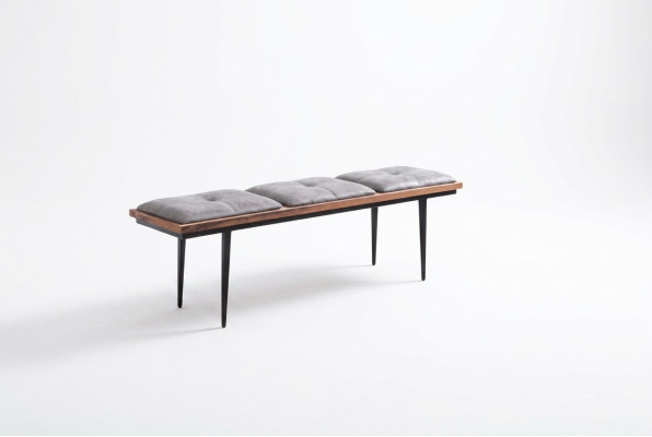 Bank Sitzbank Polster Polsterbank Esszimmer Sitzer Stoff Braun Design