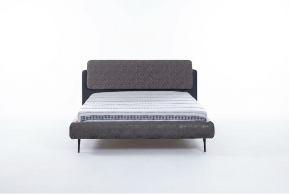 Doppelbett Bett 160 cm Bettrahmen Grau Stoff Betten Modern Schlafplatz