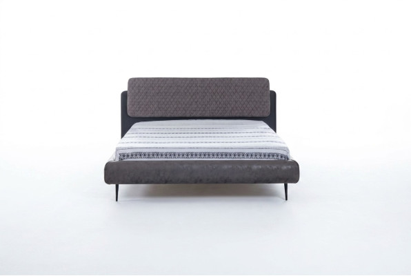 Bettrahmen Doppelbett Betten Bett 180 cm Grau Stoff Modern Schlafplatz