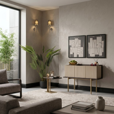 Wohnzimmer Set 3tlg Sessel Beistelltische Sideboard Grau Gruppe Relax