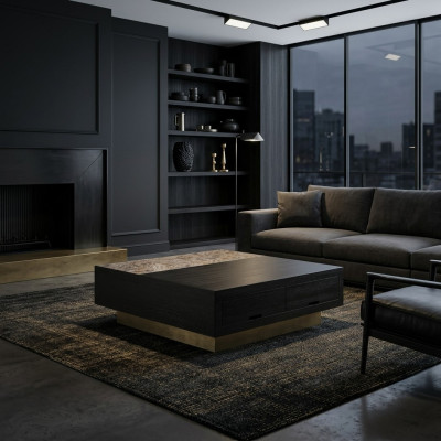 Couchtisch Beistelltisch Kaffeetisch Sofatisch Schwarz Tisch Metall