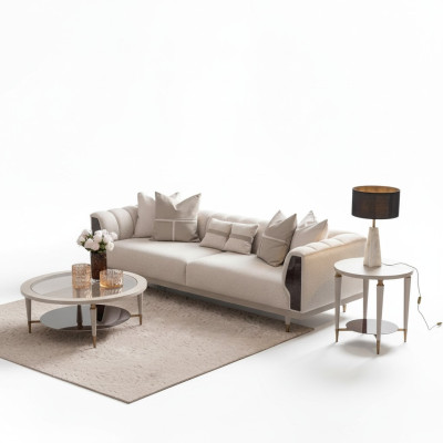 Dreisitzer Sofa 3 Sitzer Couchtische Beige Stoffsofa Set 3tlg Garnitur
