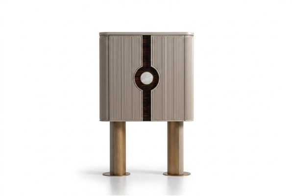 Barschrank Getränke Schrank Holz Beige Holzschrank Design Flaschen Bar