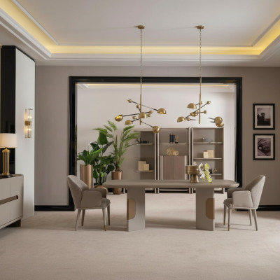 Essgruppe Esszimmer Garnitur Essecke Esstisch Stühle Set 7tlg Beige