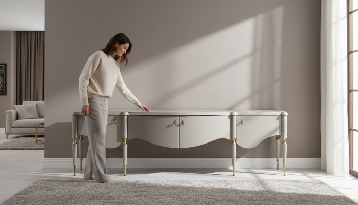 Sideboard RTV Lowboard TV Ständer Beige Holz Wohnzimmer Tisch Schrank