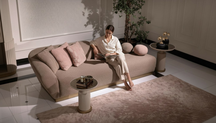 Chaiselongue Gruppe Sofa Beistelltische Polster Stoff Modern 3tlg Set