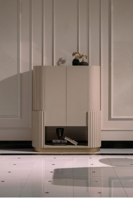 Barschrank Schrank Holzschrank Holz Bar Beige Getränke Wohnzimmer