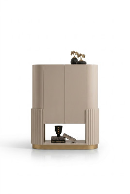 Barschrank Schrank Holzschrank Holz Bar Beige Getränke Wohnzimmer