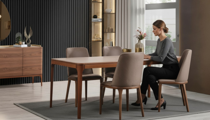Esszimmer Gruppe Essgruppe Essecke Esstisch Stühle 7tlg Holz Braun