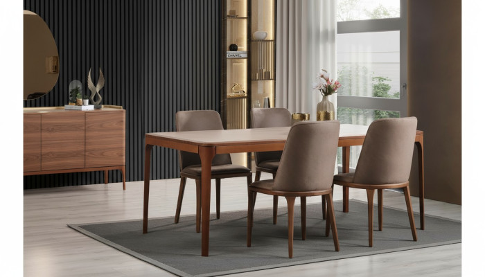 Esszimmer Gruppe Essgruppe Essecke Esstisch Stühle 7tlg Holz Braun