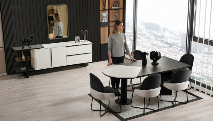 Essgruppe Esszimmer Gruppe Essecke Esstisch Stühle 9tlg Holz Weiß