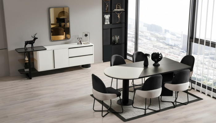 Essgruppe Esszimmer Gruppe Essecke Esstisch Stühle 9tlg Holz Weiß
