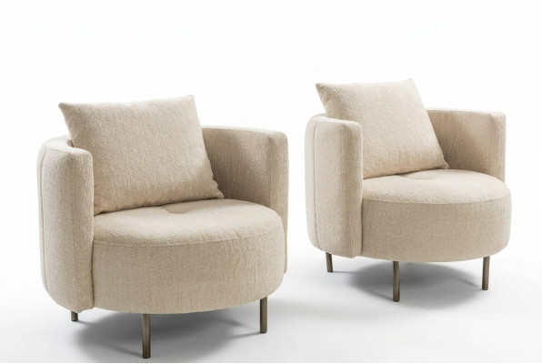 Beiger Textil Sessel Designer Clubsessel Cocktailsessel Polster Möbel