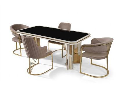 Luxus Esszimmer Garnitur Essgruppe Essecke Esstisch Stühle Beige 7tlg