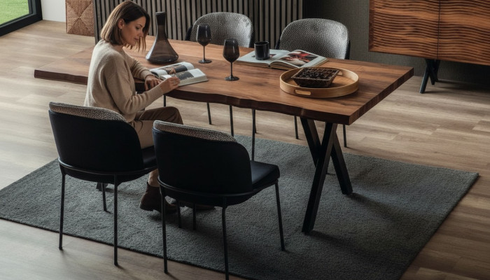 Exklusiver Holz Esstisch Moderne 6x Polsterstühle Esszimmer Garnitur