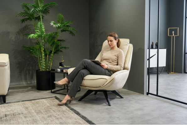 Beiger Ledersessel Wohnzimmer Clubsessel Designe Einsitzer Edle Möbel