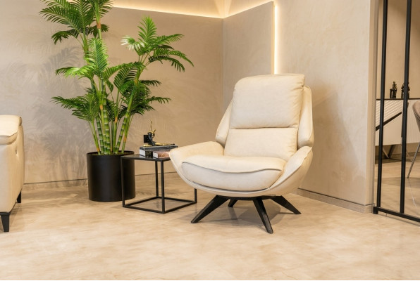 Beiger Ledersessel Wohnzimmer Clubsessel Designe Einsitzer Edle Möbel