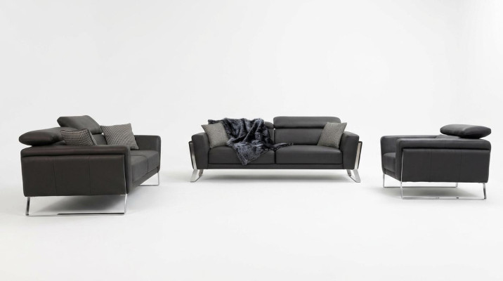Designer Kunstleder Couchgarnitur 2x Dreisitzer Luxuriöser Sessel 3tlg