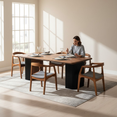 Essgruppe Komplette Esszimmer Esstisch Stühle 7tlg Braun Klassischе