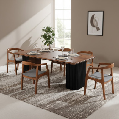 Essgruppe Komplette Esszimmer Esstisch Stühle 7tlg Braun Klassischе