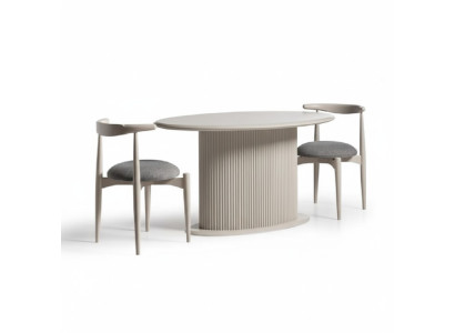 Esszimmer Essgruppe Komplette Esstisch Stühle 3tlg Beige Design Oval