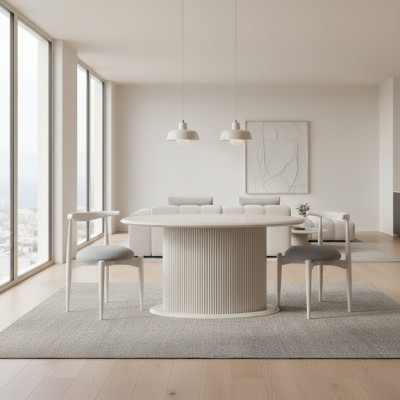 Essgruppe Komplette Esszimmer Esstisch Stühle 5tlg Beige Luxus Modern