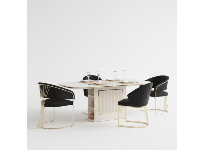 Komplette Esszimmer Luxus Essgruppe Esstisch Stühle 5tlg Beige Essecke