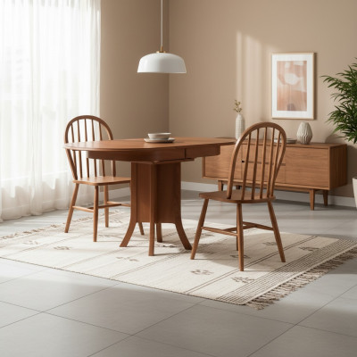 Essgruppe Holz Esszimmer Esstisch Stühle 3tlg Braun Essecke Barock