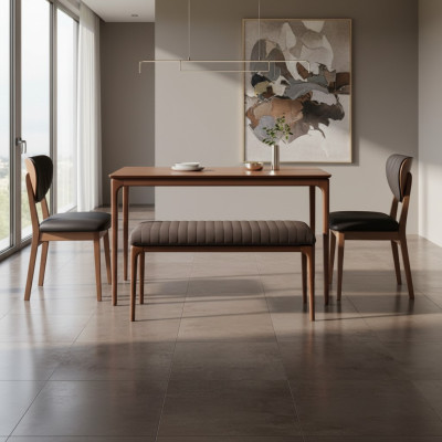 Essgruppe Essecke Garnitur Holz Esszimmer Esstisch Stühle 5tlg Braun