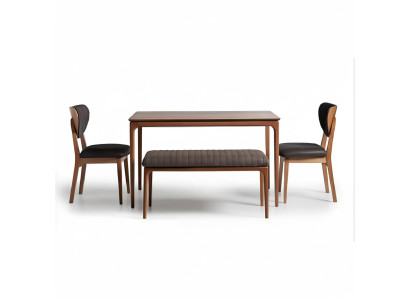 Essgruppe Essecke Garnitur Holz Esszimmer Esstisch Stühle 5tlg Braun