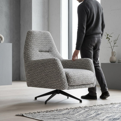 Sessel Wohnzimmer Ohrensessel Stoffsessel Grau Polster Einsitzer Sitz