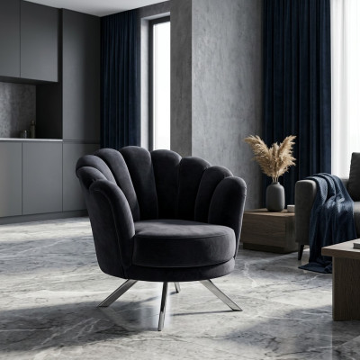 Cocktailsessel Sessel Ohrensessel Stoffsessel Schwarz Polster Sitz
