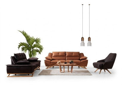 Sofagarnitur Stoffsofa Polstersofa Dreisitzer Sessel Braun Sofa 3tlg